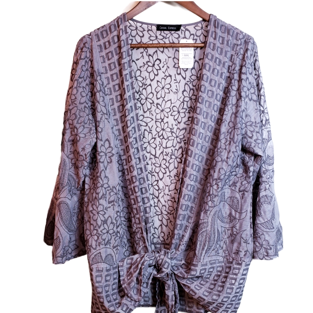 Casual Express Embroidery Semi Shear Cardigan XL